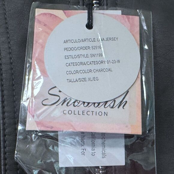 Charcoal Gray Faux Leather Zip Up Mock Neck Jacket XL NWT - Snobbish - Picture 13 of 16